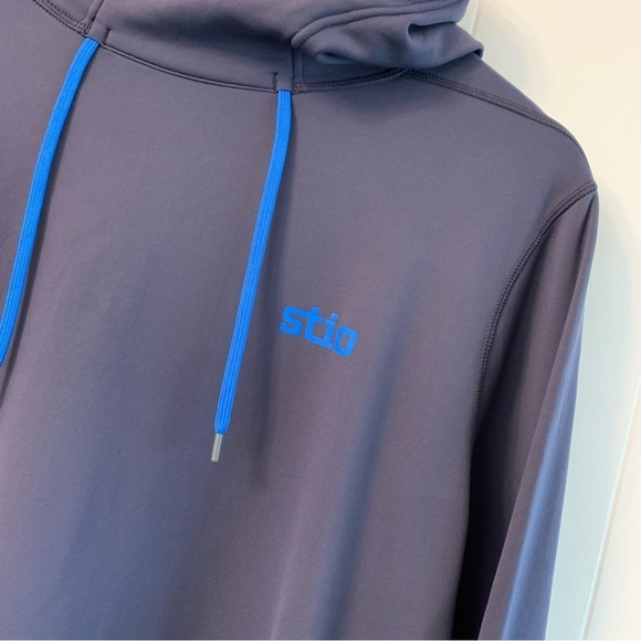 STIO Fremont Stretch Fleece Hoodie Blue Navy Hooded Lined Soft 200040 Large - Picture 2 of 10